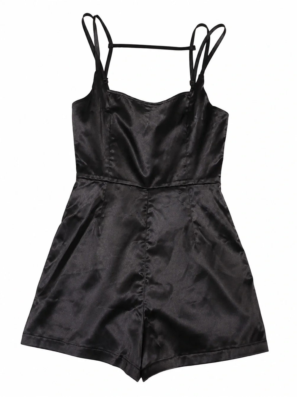 Missguided Black Satin Strappy Romper